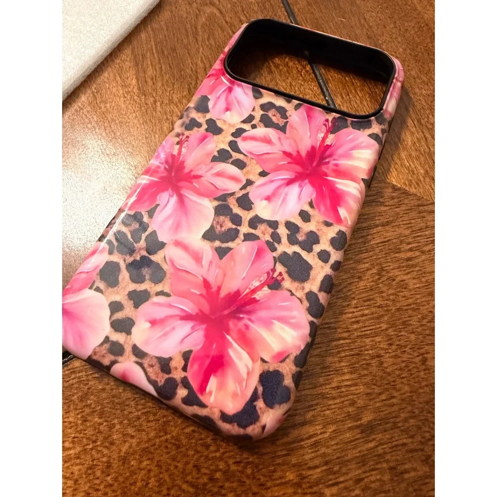 Pink Hibiscus Leopard‎ Print iPhone 17 ProMax Case Cover NEW